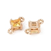 Brass Pave Glass Rhombus Links Connector Charms X1-GLAA-Q088-001D-2