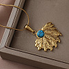 316 Surgical Stainless Steel with Synthetic Turquoise Sunflower Pendant Necklaces for Women EA3001-4