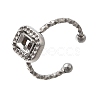 Square 304 Stainless Steel Adjustable Cuff Ring Components STAS-H237-02D-P-1