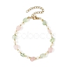 Natural Rose Quartz & Prehnite & Freshwater Pearl Beaded Bracelets BJEW-JB14268-3