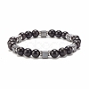 Natural Wood & Synthetic Hematite Beaded Stretch Bracelet BJEW-JB07928-1