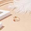 Round Natural Gemstone Braided Open Cuff Ring RJEW-JR00503-5