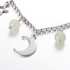 Moon & Star Stainless Steel Gemstone Charm Bracelets BJEW-JB01935-3