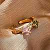 Brass Micro Pave Cubic Zirconia Cuff Rings for Women RJEW-F191-01G-01-2