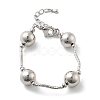 Brass Round Beaded Link  Bracelets for Women LS-BJEW-S159-02A-P-2