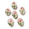 Flower Theme Printed Handmade Porcelain Beads LAMP-D303-06A-01-1