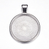 Flat Round Alloy Pendant Cabochon Settings PALLOY-A15654-N-2