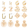 8 Pairs 8 Style Gingko Leaf & Fan & Spiral & Trapezoid Alloy Dangle Stud Earrings for Women EJEW-AN0001-45-1