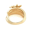 Brass Micro Pave Cubic Zirconia Bird Open Cuff Rings Set for Women RJEW-U002-11G-4