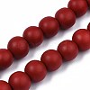 Spray Painted Natural Wood Beads Strands WOOD-S053-57D-1