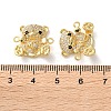 Rack Plating Brass Clear & Black Cubic Zirconia Bear Connector Charms KK-C084-15A-G-3