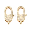 Oval Brass Micro Pave Clear Cubic Zirconia Lobster Claw Clasps KK-I354-01G-04-1