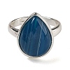 Natural Banded Agate Teardrop Adjustable Rings RJEW-K371-08S-10-3