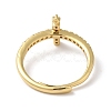 Rack Plating Brass Cubic Zirconia Arabic Letters Adjustable Rings for Women RJEW-S407-10G-08-3