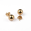 304 Stainless Steel Ball Stud Earrings X-EJEW-5558-8mm-G-1