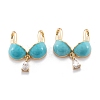 Real 18K Gold Plated Brass Micro Pave Clear Cubic Zirconia Pendants ZIRC-M114-55G-2