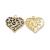 Heart with Leopard Print Pattern Brass Micro Pave Clear Cubic Zirconia Charms KK-G435-35G-1