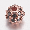 Brass Micro Pave Cubic Zirconia Beads ZIRC-E143-17RG-B-1