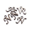 Gunmetal Plated Alloy Letter Pendants X-PALLOY-J718-01B-N-2