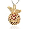 Golden Tone Brass Hollow Round Cage Pendants KK-J234-09G-2