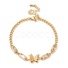 Cubic Zirconia Rectangle & Butterfly Link Bracelet BJEW-D025-04G-02-1