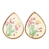 Brass & Transparent Epoxy Resin & Dried Flower Pendants RESI-G133-02G-06-1