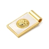 Rack Plating Brass Pave Natural Shell Rectangle Pendants KK-P279-02A-G-2
