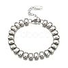 304 Stainless Steel Rectangle Link Chain Braceletes for Women BJEW-R022-01P-4