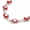 Enamel Oval with Evil Eye Link Chains Bracelet BJEW-P271-04P-3