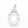 Anti-Tarnish Rhodium Plated 925 Sterling Silver Pendant Cabochon Open Back Settings STER-P044-02P-2