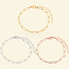 15Pcs 3 Colors 304 Stainless Steel Paperclip Chain Bracelets BJEW-BBC0001-20-6