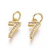 Brass Micro Pave Clear Cubic Zirconia Charms ZIRC-L092-07-G-1
