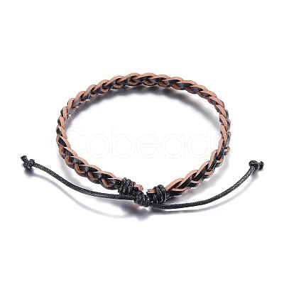 Adjustable Braided Leather Cord Bracelets BJEW-P099-21-1