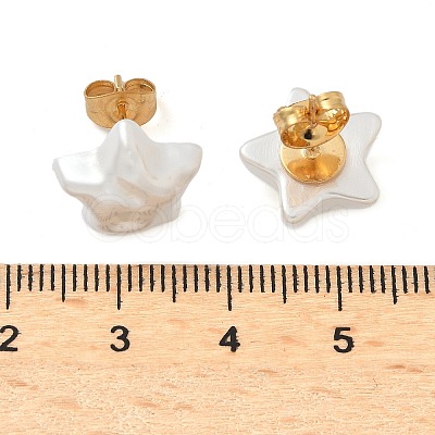 304 Stainless Steel Plastic Imitation Pearl Stud Earrings EJEW-R030-01G-03-1