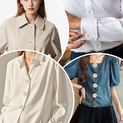 6Pcs Flower Alloy Plastic Cufflinks FIND-CY0001-65B-1