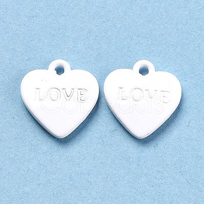 Heart Alloy Spray Painted Charms PALLOY-B005-01G-1