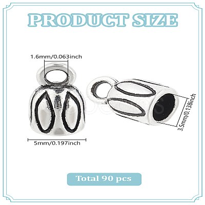 90Pcs Tibetan Style Alloy Cord End TIBE-LP0001-03-1