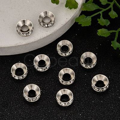 Brass Rhinestone Spacer Beads X-RB-A020-9mm-01P-1