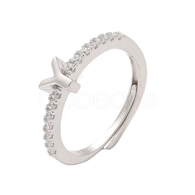 S925 Sterling Silver Adjustable Letter Rings for Women RJEW-M068-01P-Y-1
