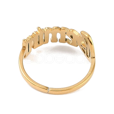 Ion Plating(IP) 304 Stainless Steel Constellation Open Cuff Ring for Women RJEW-C097-01G-10-1
