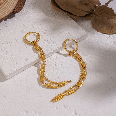 Chain Tassel 304 Stainless Steel Hoop Earrings SU3724-1