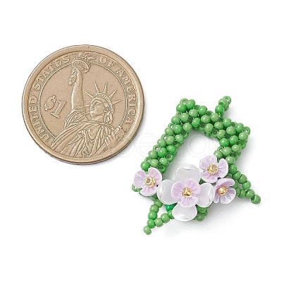 Beaded Rectangle with Flower Charms PALLOY-MZ01144-02-1