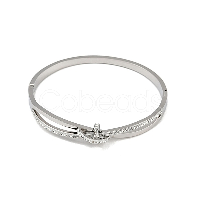 201 Stainless Steel with Rhinestone Bangles for Women BJEW-B138-03P-1