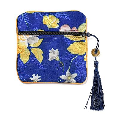Chinese Style Floral Cloth Jewelry Storage Zipper Pouches AJEW-D063-01H-1