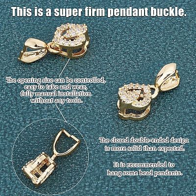 16Pcs 4 Style Brass Micro Pave Cubic Zirconia Ice Pick Pinch Bails ZIRC-FH0001-08-1