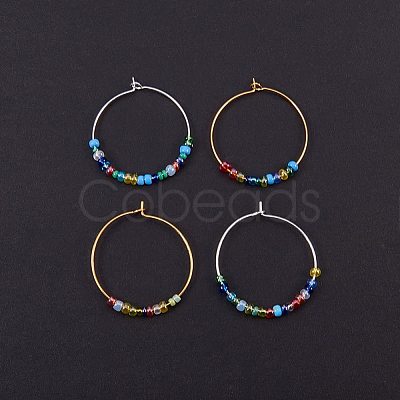 Brass Wine Glass Charm Rings Hoop Earrings KK-PH0028-01M-1