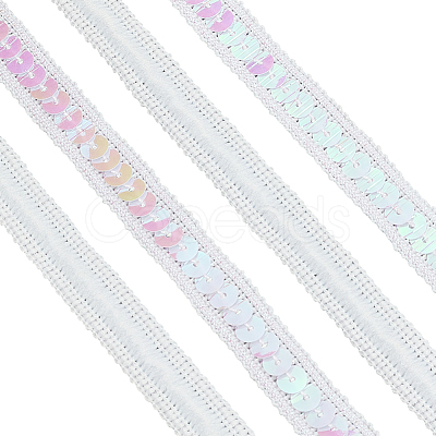 Sparkle Polyester Lace Ribbons OCOR-WH0090-67B-1
