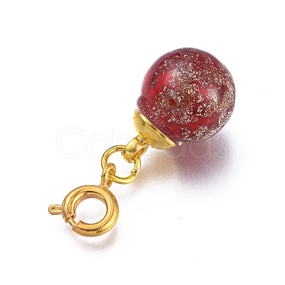 Handmade Gold Sand Lampwork Pendants HJEW-F006-02-G-1