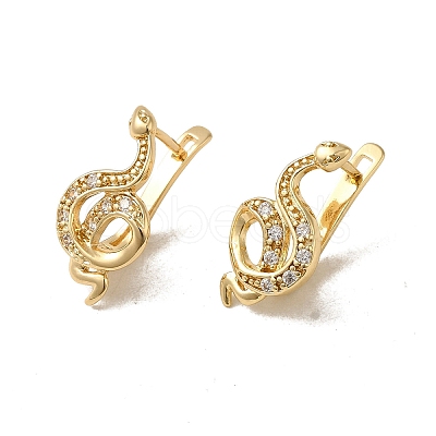 Brass Micro Pave Cubic Zirconia Hoop Earring EJEW-L271-10KCG-06-1