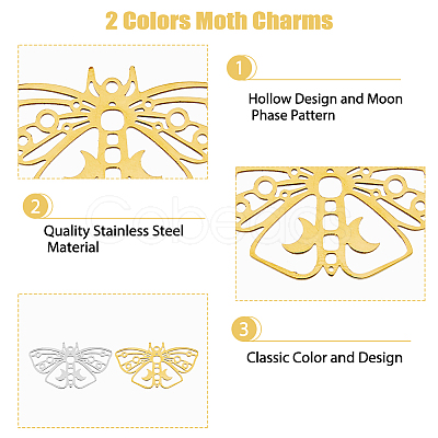 12Pcs 2 Colors 201 Stainless Steel Pendants STAS-DC0013-95-1